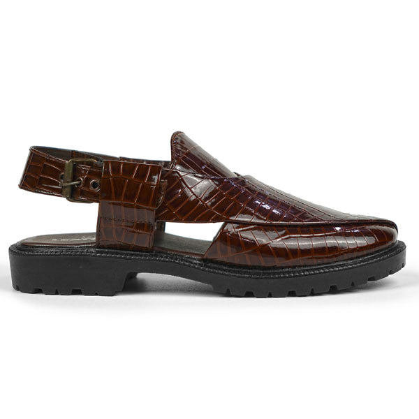 Patent Croc-Embossed Peshawari Chapple