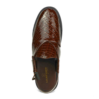 Patent Croc-Embossed Peshawari Chapple