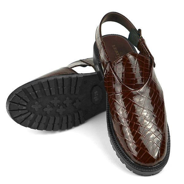 Patent Croc-Embossed Peshawari Chapple