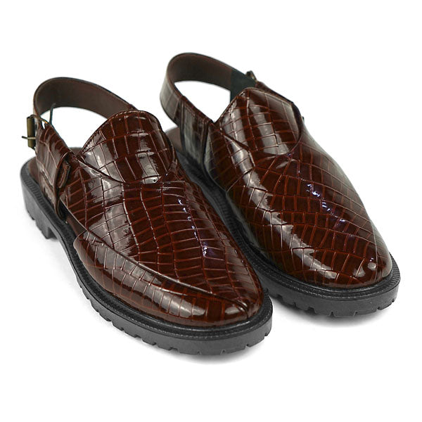 Patent Croc-Embossed Peshawari Chapple