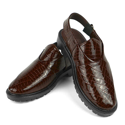 Patent Croc-Embossed Peshawari Chapple